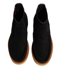 Dolce & Gabbana Black Calf Suede Slip On Ankle Boots Men's Shoes