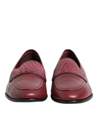 Dolce & Gabbana Burgundy Leather Formal Slip On Men's Shoes