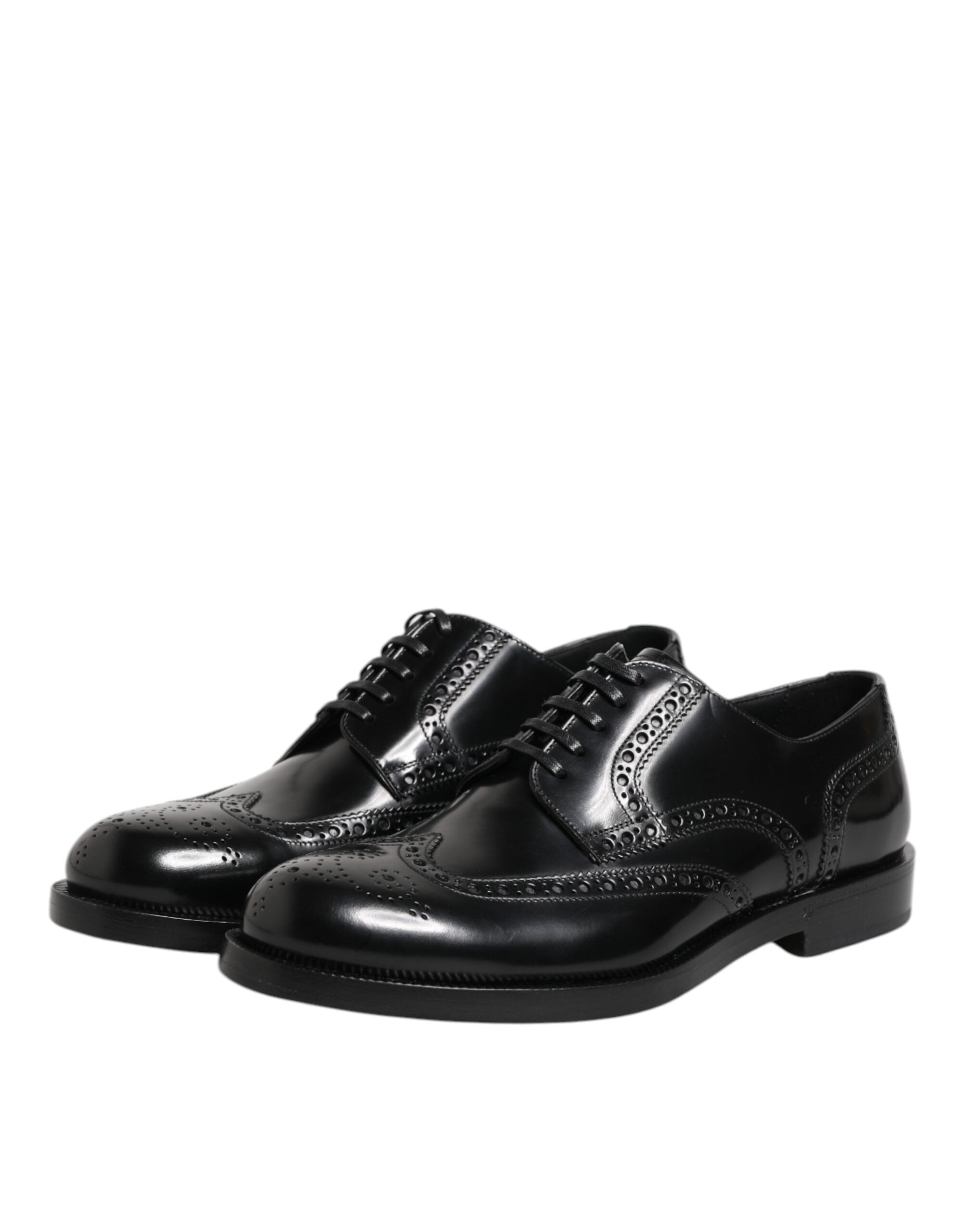 Dolce & Gabbana Dolce & Gabbana Black Leather Derby Wingtip Formal Men's Shoes