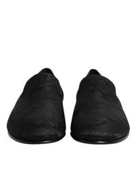 Dolce & Gabbana Black Floral Brocade Loafers Men Dress Men's Shoes