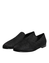 Dolce & Gabbana Black Floral Brocade Loafers Men Dress Men's Shoes