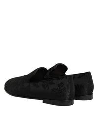 Dolce & Gabbana Black Floral Brocade Loafers Men Dress Men's Shoes