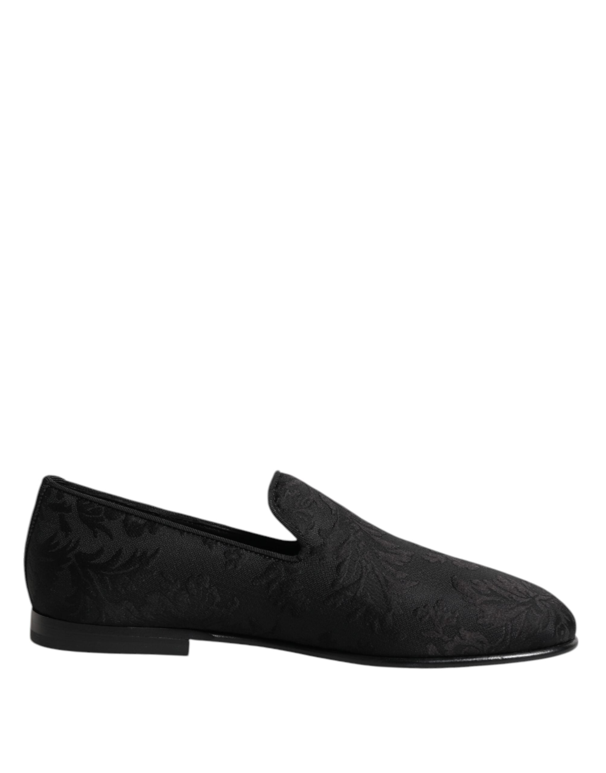 Dolce & Gabbana Black Floral Brocade Loafers Men Dress Men's Shoes