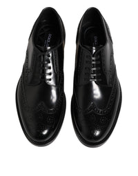 Dolce & Gabbana Dolce & Gabbana Black Leather Derby Wingtip Formal Men's Shoes