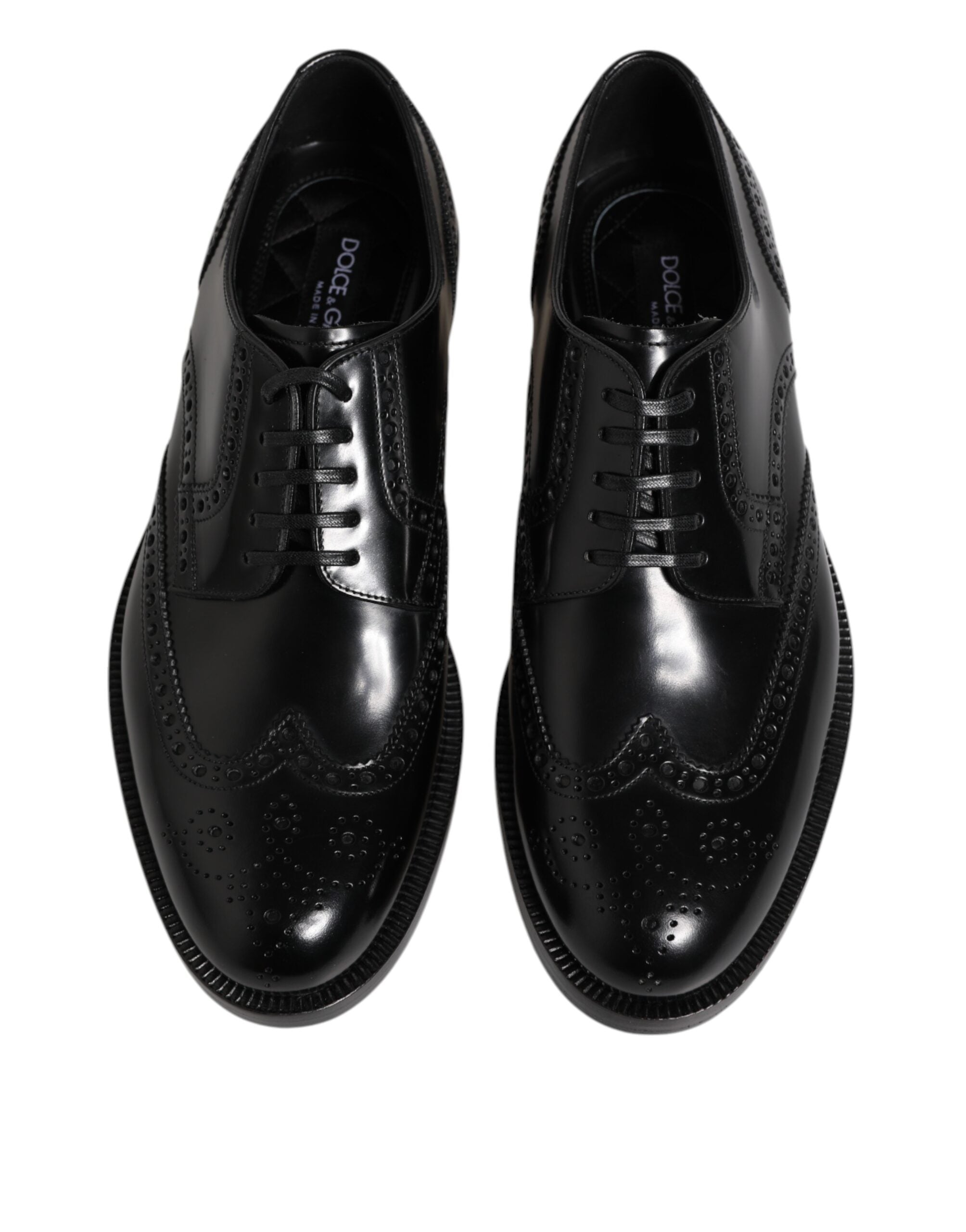 Dolce & Gabbana Dolce & Gabbana Black Leather Derby Wingtip Formal Men's Shoes