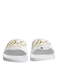 Dolce & Gabbana Dolce & Gabbana White Leather Slides Sandals Beachwear Men's Shoes