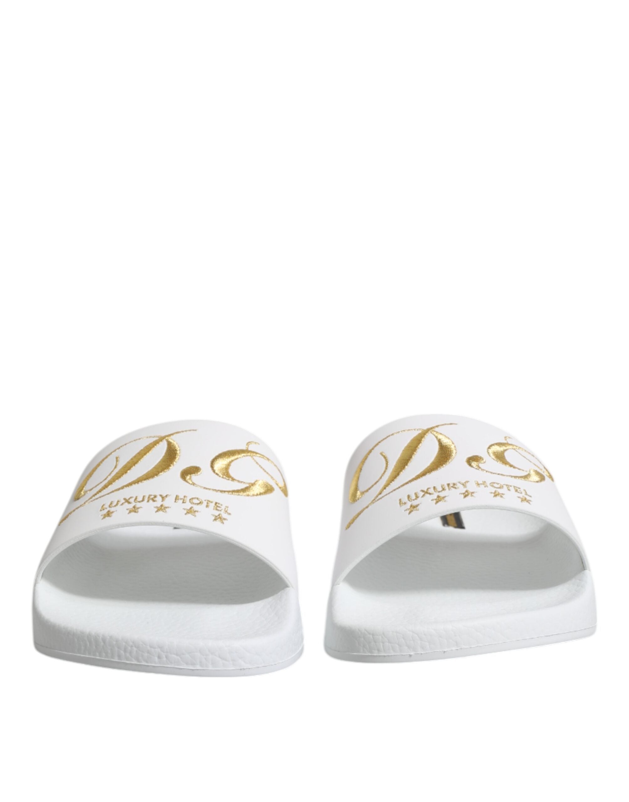 Dolce & Gabbana Dolce & Gabbana White Leather Slides Sandals Beachwear Men's Shoes