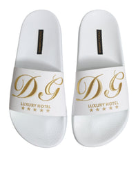 Dolce & Gabbana Dolce & Gabbana White Leather Slides Sandals Beachwear Men's Shoes