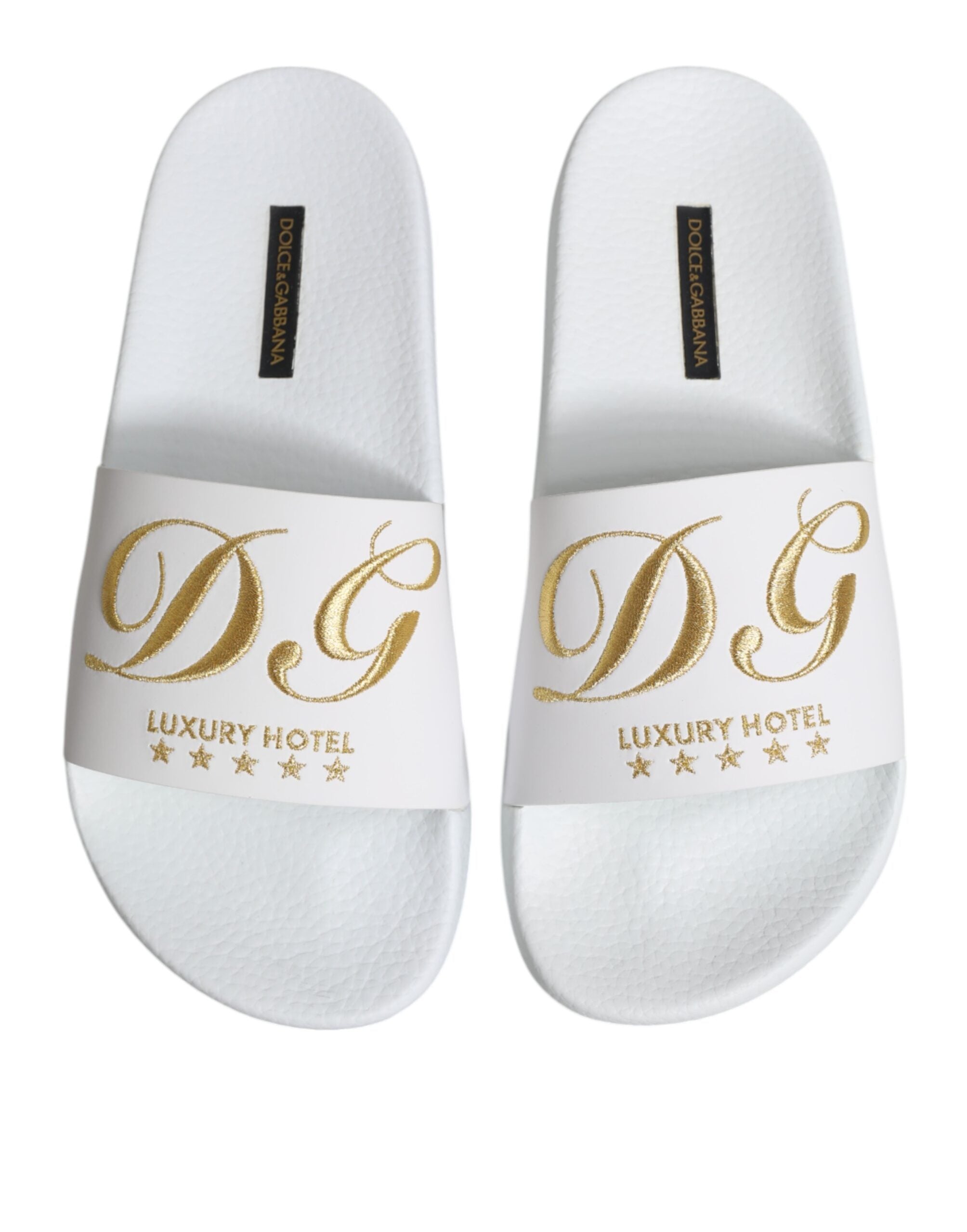 Dolce & Gabbana Dolce & Gabbana White Leather Slides Sandals Beachwear Men's Shoes