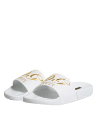 Dolce & Gabbana Dolce & Gabbana White Leather Slides Sandals Beachwear Men's Shoes