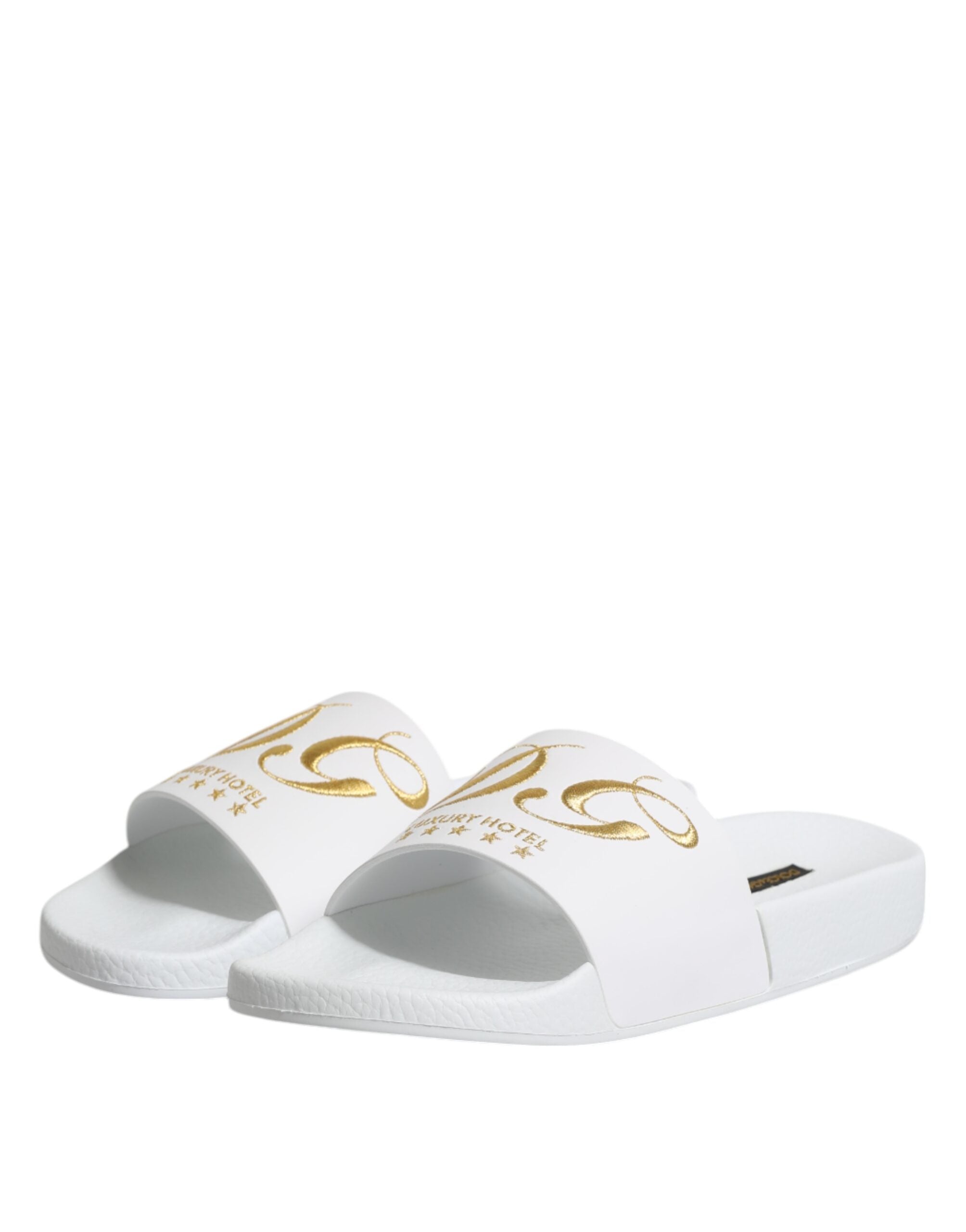 Dolce & Gabbana Dolce & Gabbana White Leather Slides Sandals Beachwear Men's Shoes