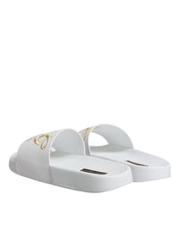 Dolce & Gabbana Dolce & Gabbana White Leather Slides Sandals Beachwear Men's Shoes