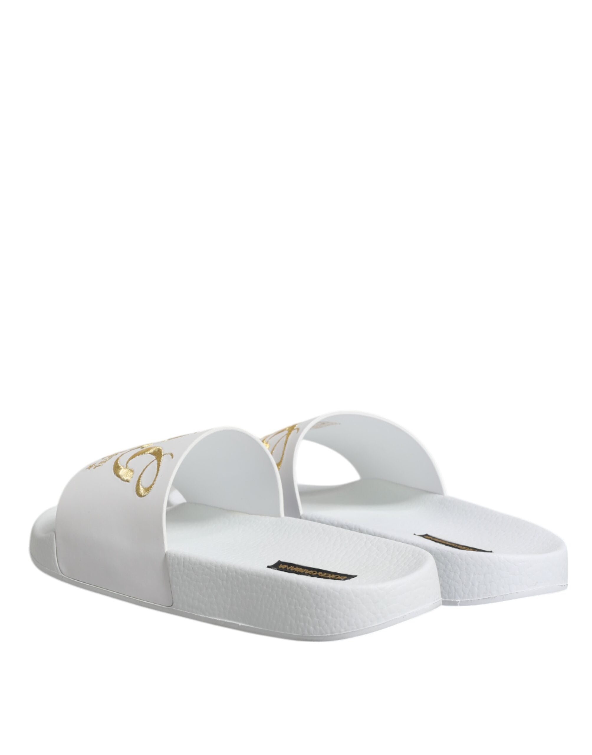 Dolce & Gabbana Dolce & Gabbana White Leather Slides Sandals Beachwear Men's Shoes