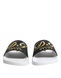 Dolce & Gabbana Dolce & Gabbana White Black Leather Sandals Beachwear Men's Shoes