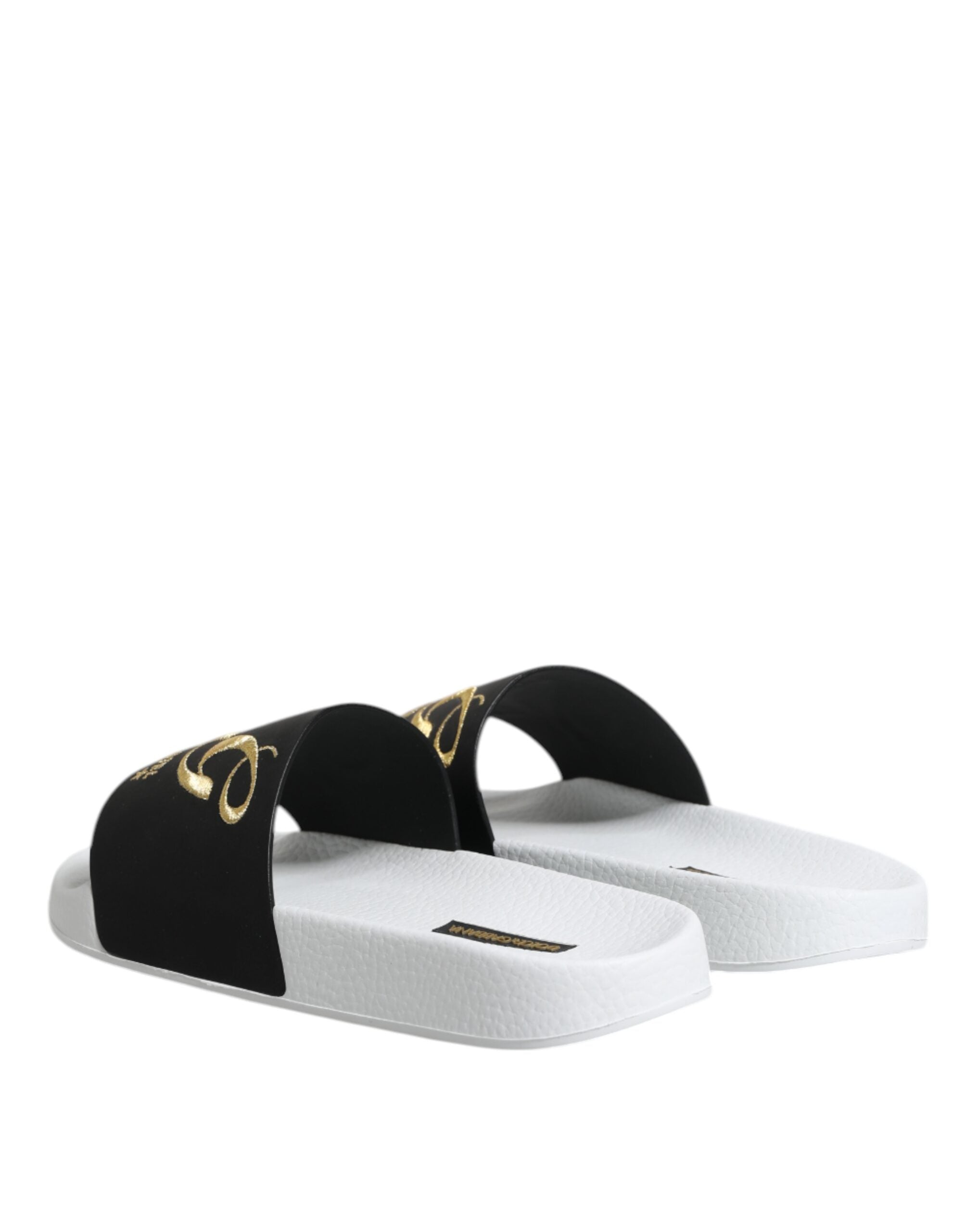 Dolce & Gabbana Dolce & Gabbana White Black Leather Sandals Beachwear Men's Shoes
