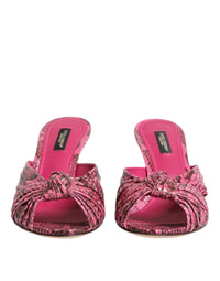 Dolce & Gabbana Pink Leather Heels Slides Sandals Women's Shoes