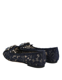 Dolce & Gabbana Dolce & Gabbana Blue Taormina Lace Crystals Flats Women's Shoes