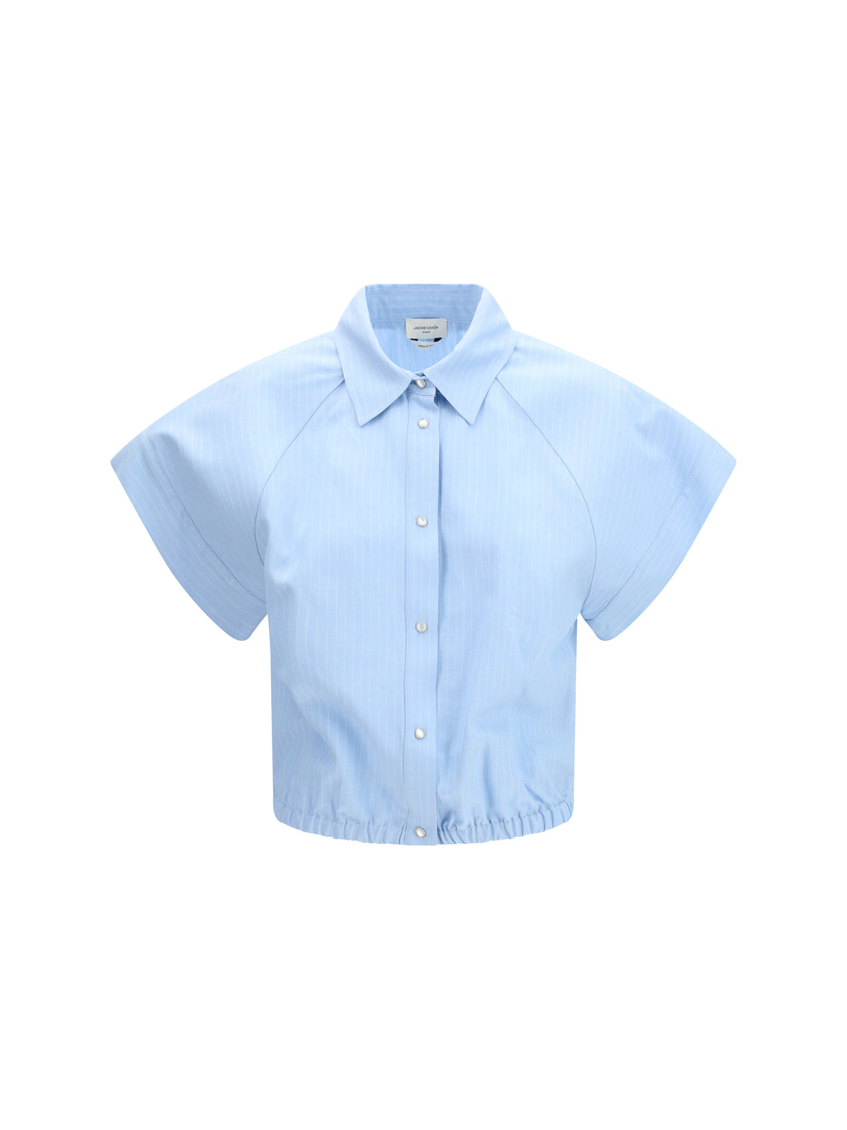 Jacob Cohen Women Short-Sleeve Shirt In Striped Viscose And Linen Canvas