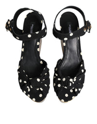 Dolce & Gabbana Multicolor Fish Polka Dot Wedge Sandals Women's Shoes