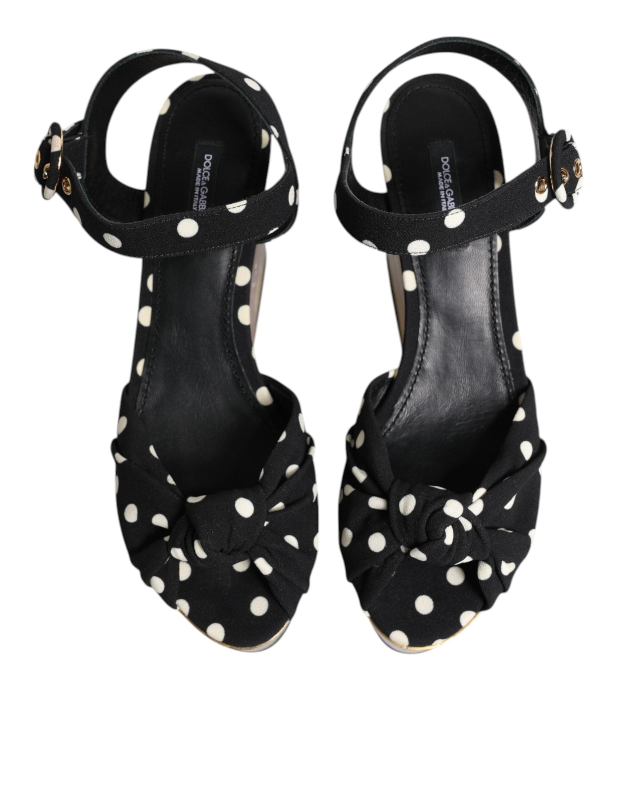 Dolce & Gabbana Multicolor Fish Polka Dot Wedge Sandals Women's Shoes