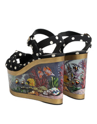 Dolce & Gabbana Multicolor Fish Polka Dot Wedge Sandals Women's Shoes