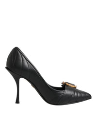 Dolce & Gabbana Black Devotion Leather Heels Pumps Women's Shoes
