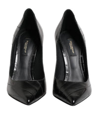 Dolce & Gabbana Black Leather Stiletto High Heels Pumps Women's Shoes