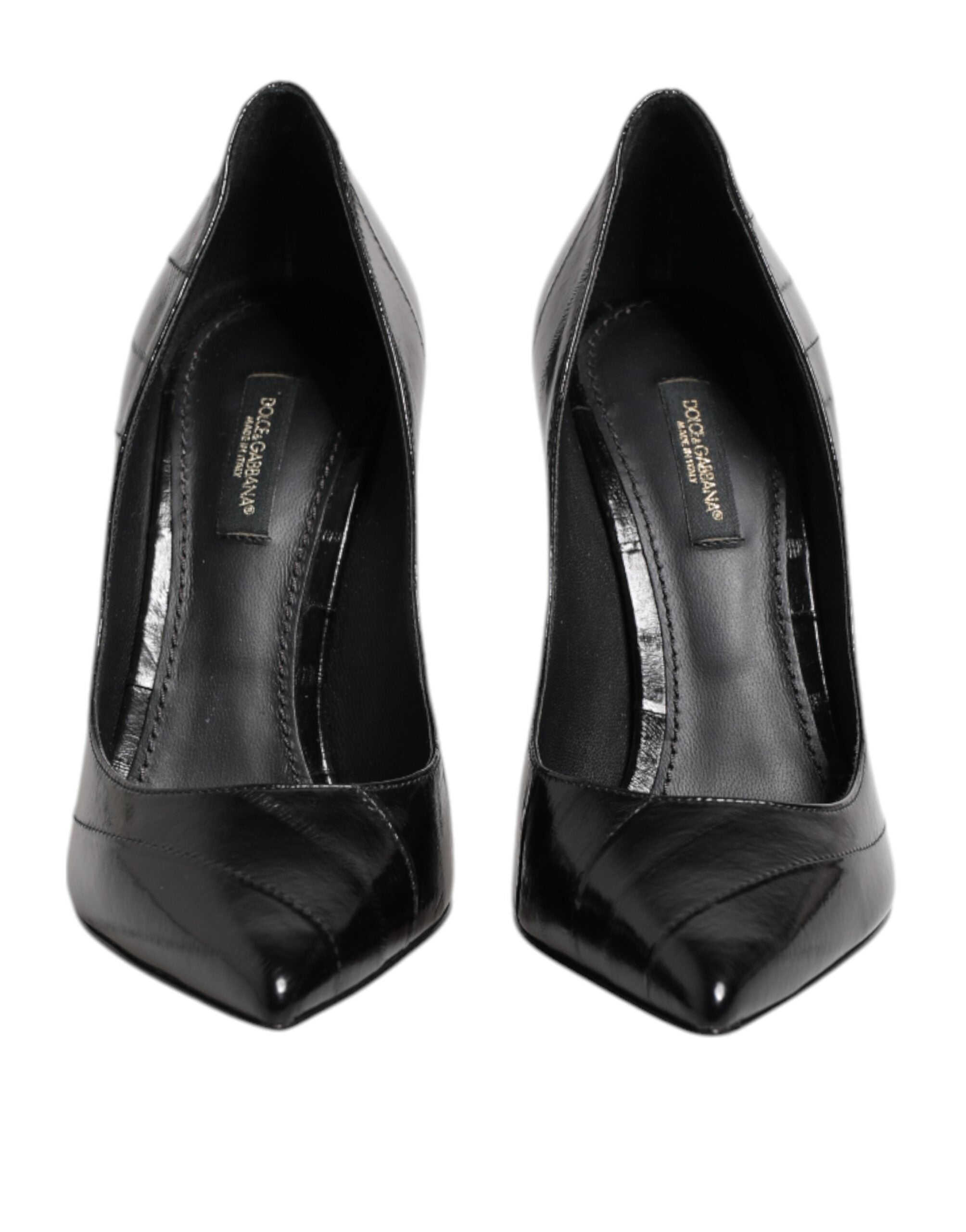 Dolce & Gabbana Black Leather Stiletto High Heels Pumps Women's Shoes