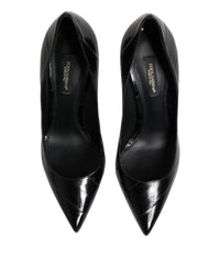 Dolce & Gabbana Black Leather Stiletto High Heels Pumps Women's Shoes