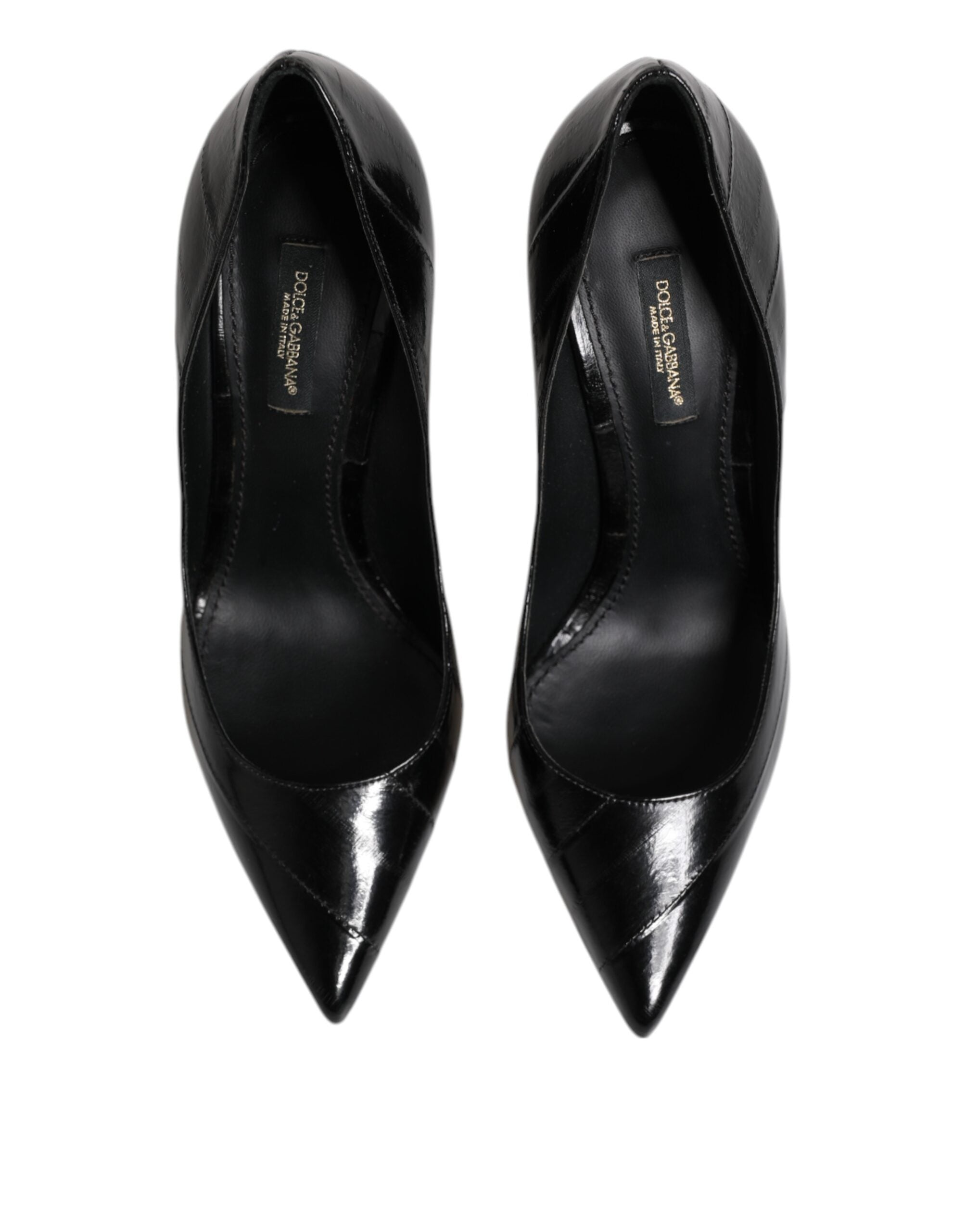Dolce & Gabbana Black Leather Stiletto High Heels Pumps Women's Shoes