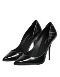 Dolce & Gabbana Black Leather Stiletto High Heels Pumps Women's Shoes