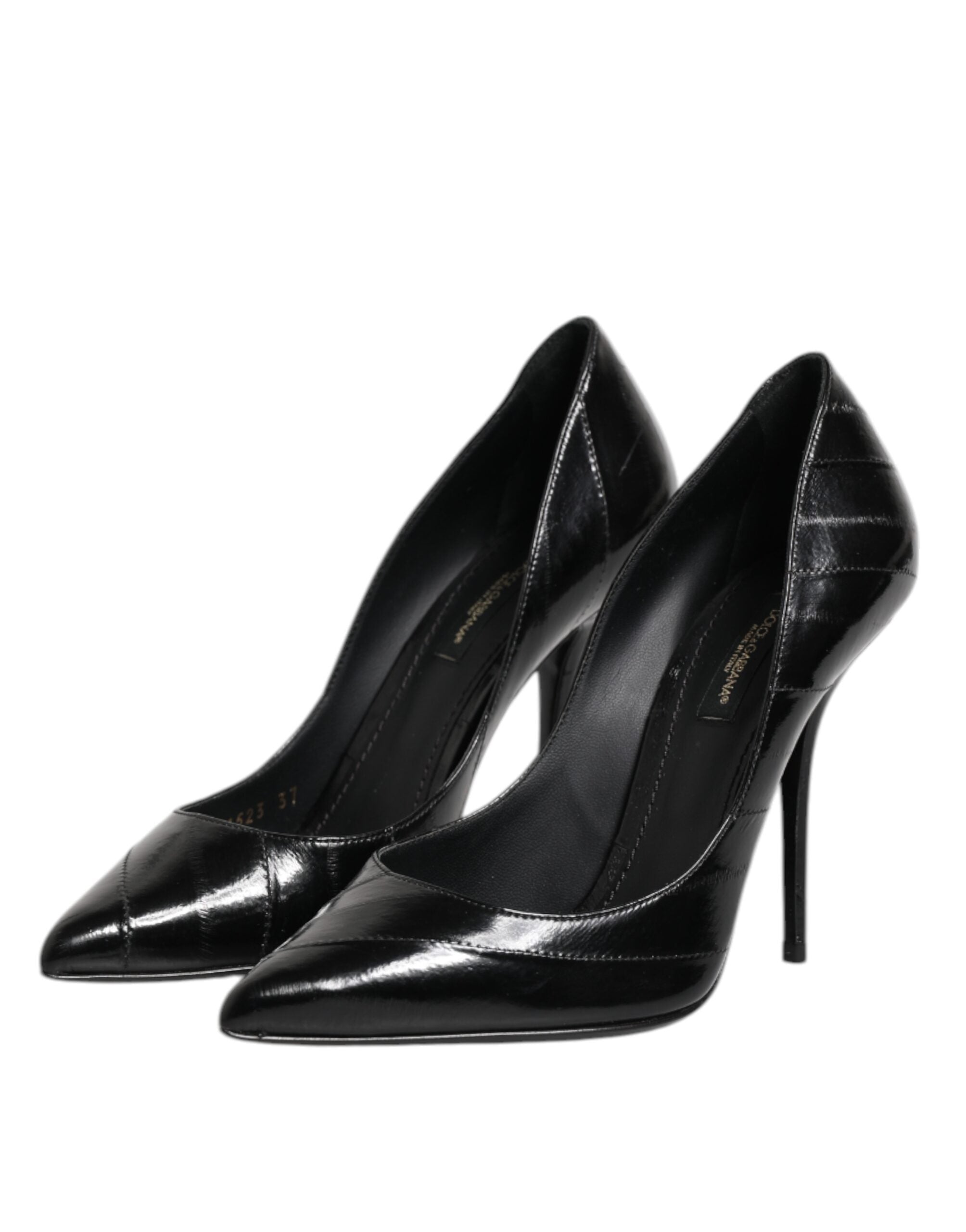 Dolce & Gabbana Black Leather Stiletto High Heels Pumps Women's Shoes