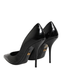Dolce & Gabbana Black Leather Stiletto High Heels Pumps Women's Shoes