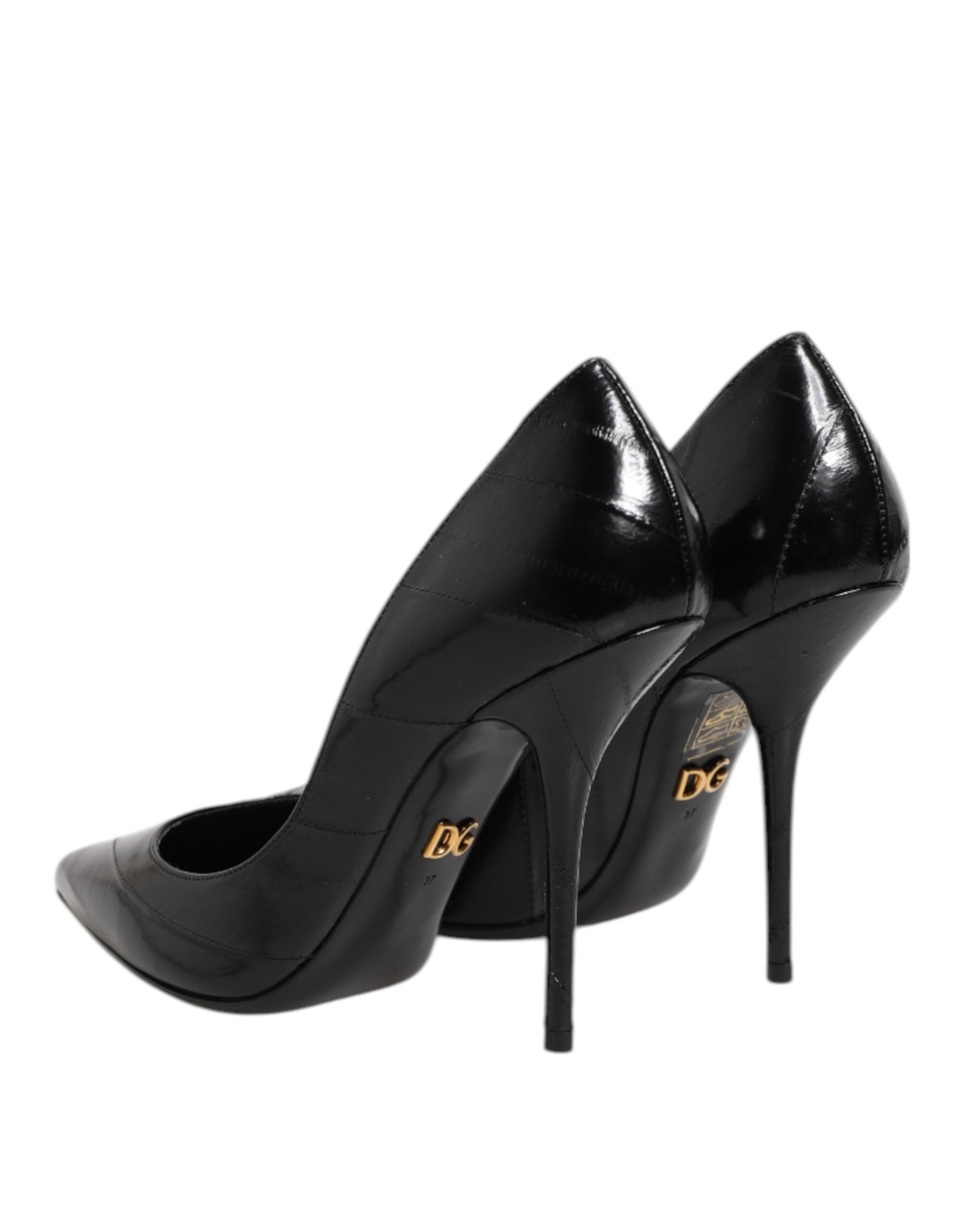 Dolce & Gabbana Black Leather Stiletto High Heels Pumps Women's Shoes