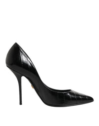 Dolce & Gabbana Black Leather Stiletto High Heels Pumps Women's Shoes