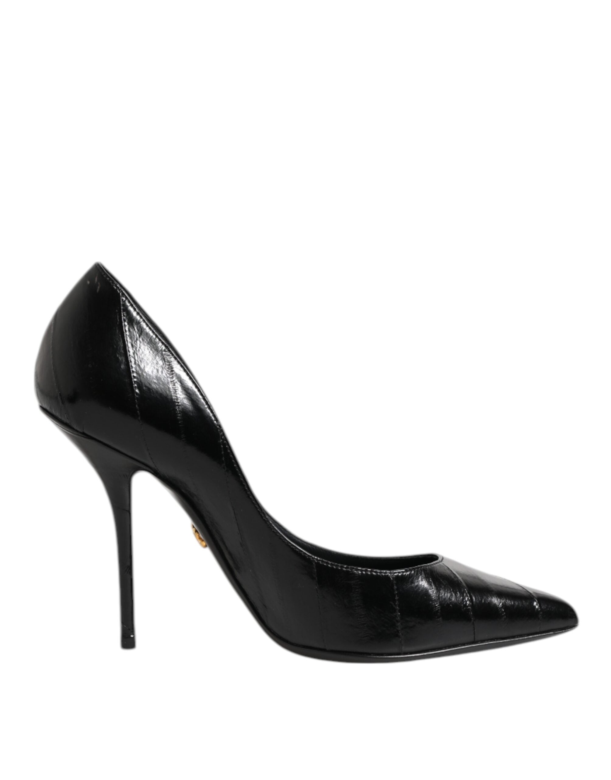 Dolce & Gabbana Black Leather Stiletto High Heels Pumps Women's Shoes