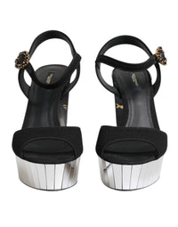 Dolce & Gabbana Black Crystal Ankle Strap Keira Sandal Women's Shoes