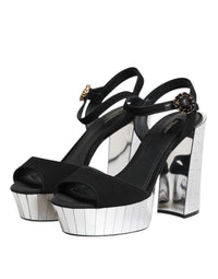 Dolce & Gabbana Black Crystal Ankle Strap Keira Sandal Women's Shoes