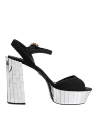 Dolce & Gabbana Black Crystal Ankle Strap Keira Sandal Women's Shoes