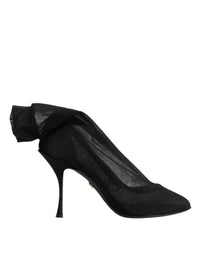 Dolce & Gabbana Black Silk Stretch Mesh Sock Boots Women's Shoes