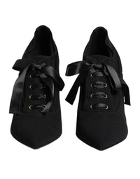 Dolce & Gabbana Black Lace Up Stiletto Heels Pumps Women's Shoes