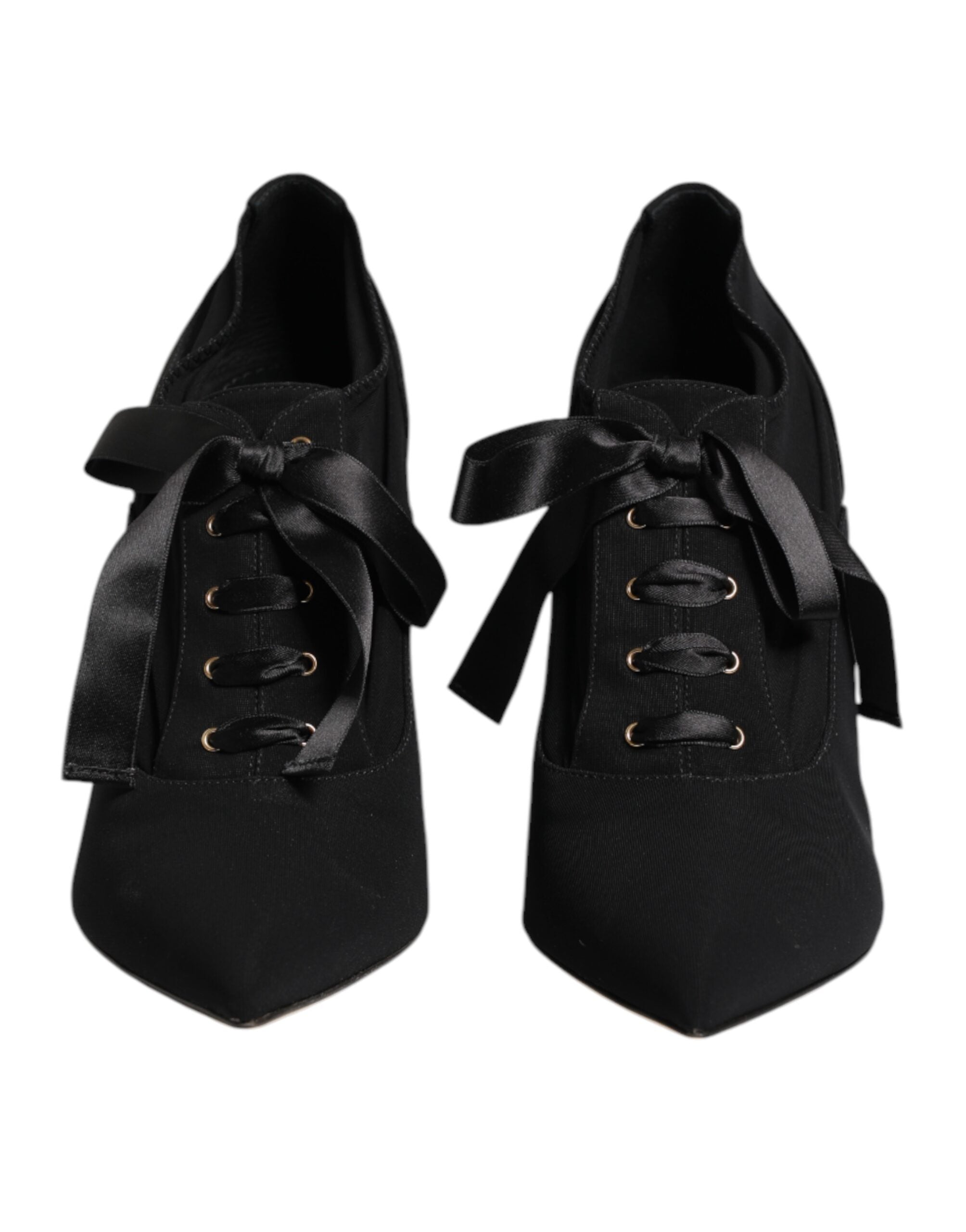 Dolce & Gabbana Black Lace Up Stiletto Heels Pumps Women's Shoes