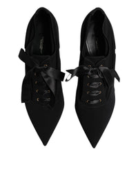 Dolce & Gabbana Black Lace Up Stiletto Heels Pumps Women's Shoes