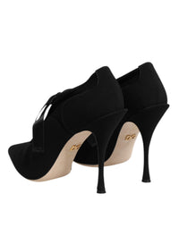 Dolce & Gabbana Black Lace Up Stiletto Heels Pumps Women's Shoes