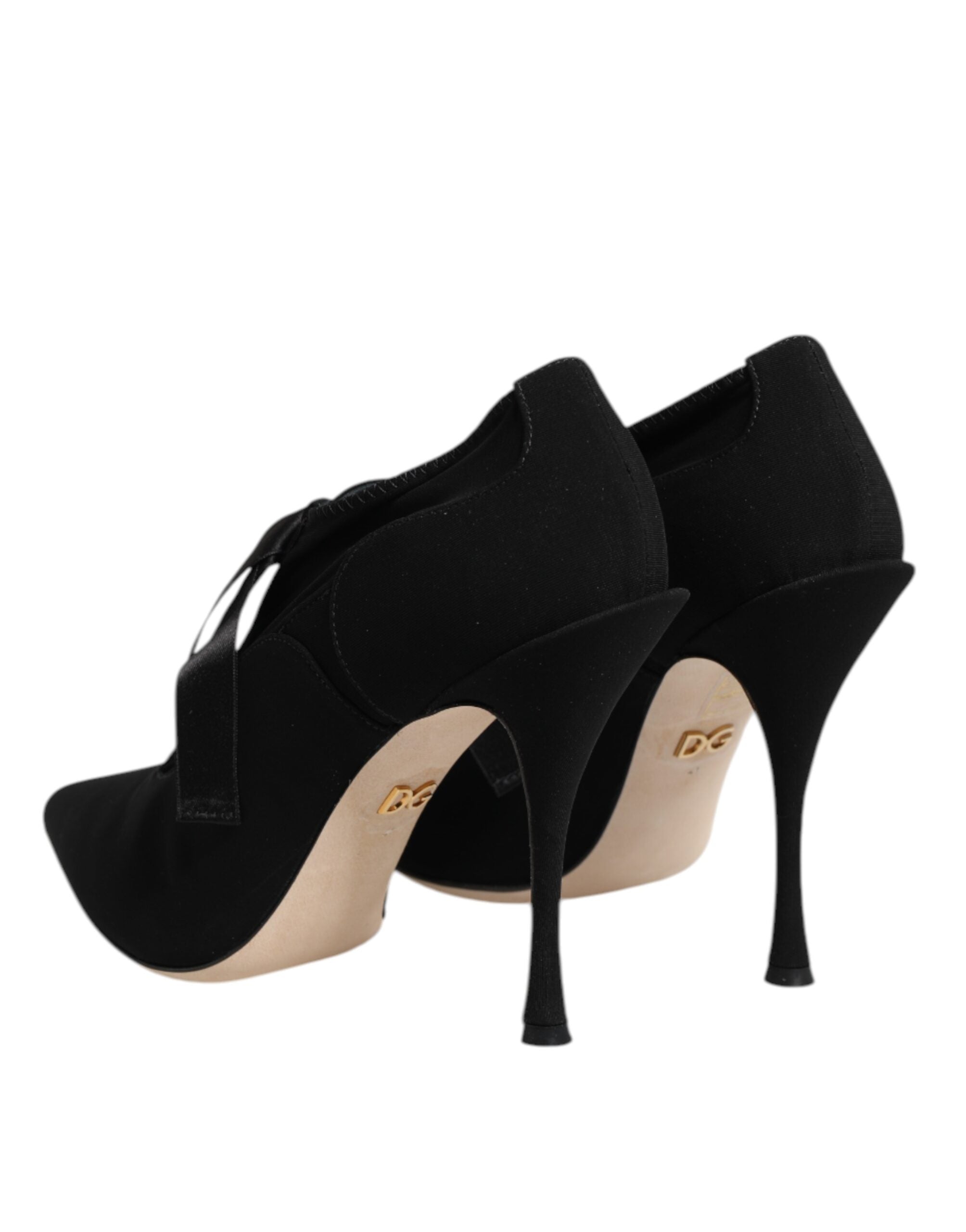 Dolce & Gabbana Black Lace Up Stiletto Heels Pumps Women's Shoes
