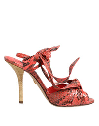 Dolce & Gabbana Coral Python Leather Heels Sandals Women's Shoes