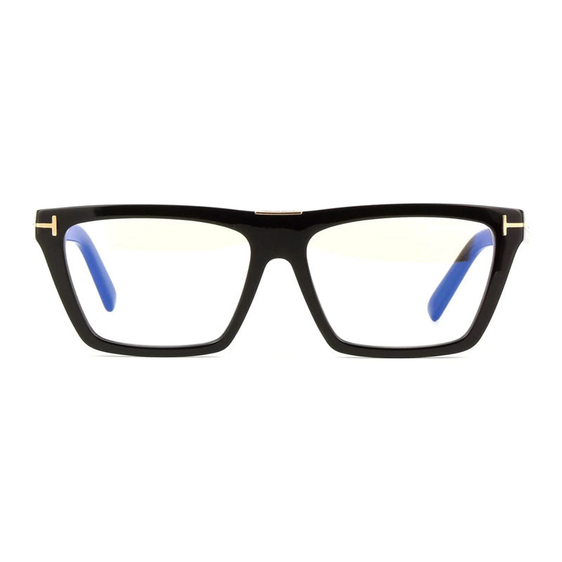 Tom Ford Tom Ford Eyeglasses Square Full Rim, Shiny Black Frame and Clear Blue Light Block Lenses Lens FT5912-B001
