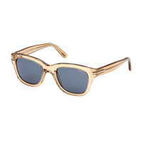 Tom Ford Tom Ford Sunglasses Square Full Rim, Shiny Light Brown Frame and Blue Lens FT023745V