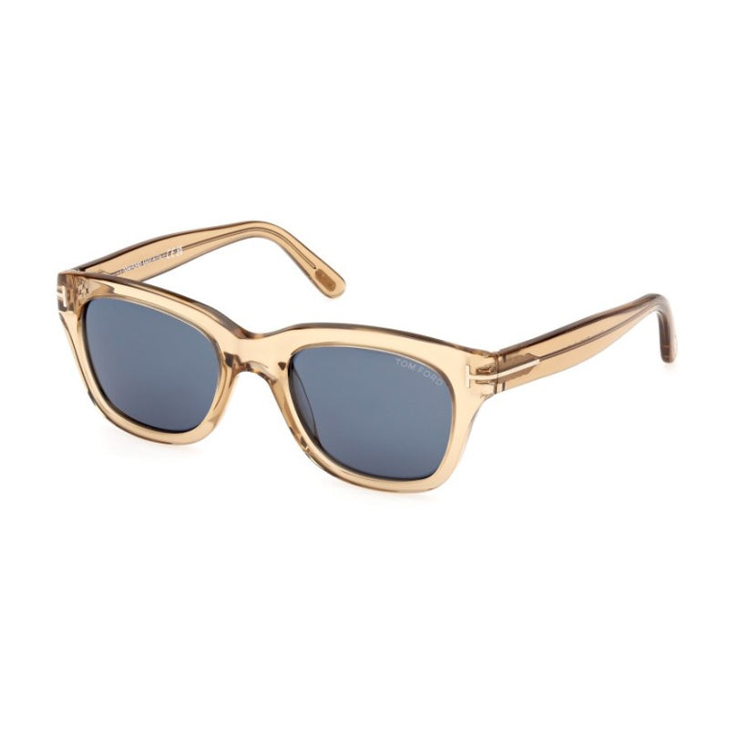 Tom Ford Tom Ford Sunglasses Square Full Rim, Shiny Light Brown Frame and Blue Lens FT023745V