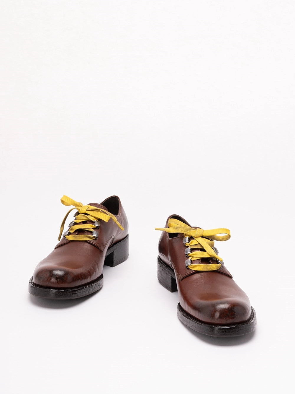 Prada Women Antiqued Leather Lace-Up Shoes